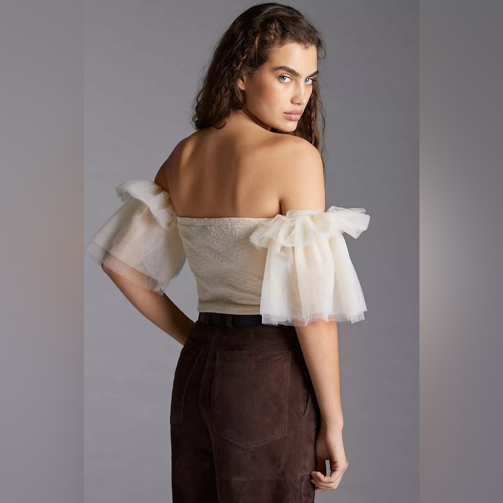 Anthropologie Sunday in Brooklyn Tulle Off The Shoulder Tapestry Bodice Top NWT - Picture 3 of 11